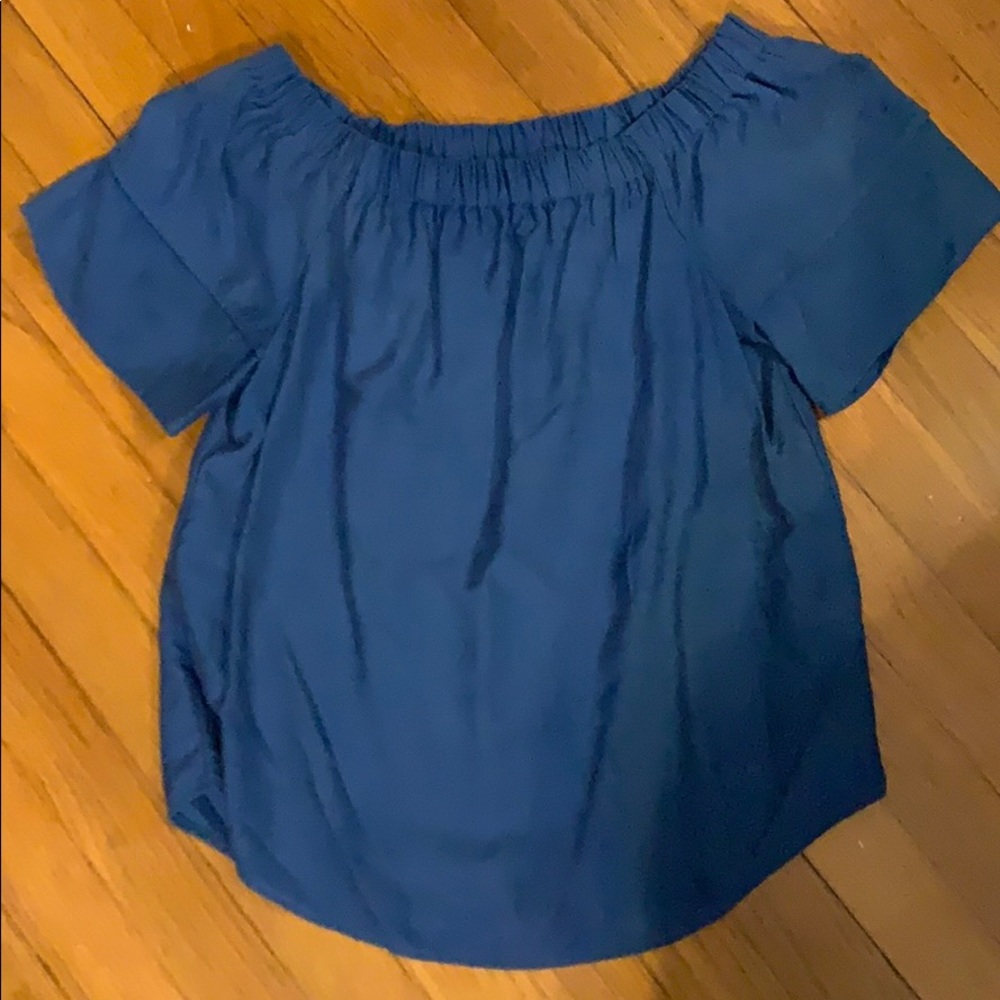 H&M blue off the shoulder blouse